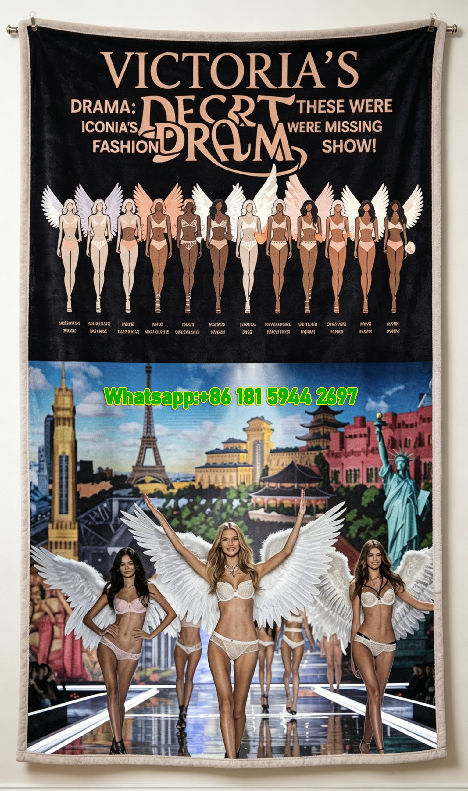 Victoria's Secret Fashion Show Fleece Throw Blanket V104